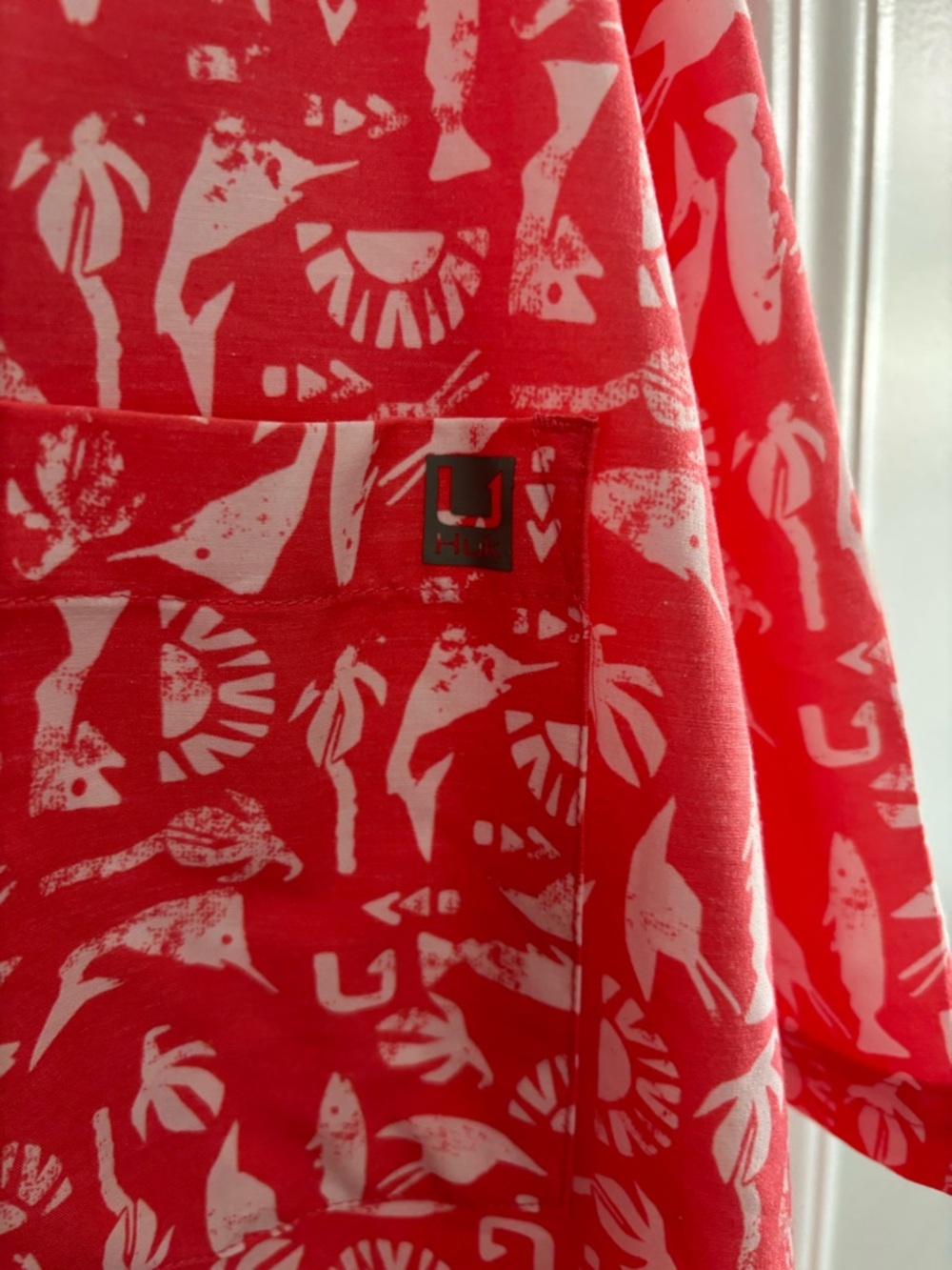HUK Men's Coral Short-Sleeve Button-Up Shirt - Picture 4 of 5